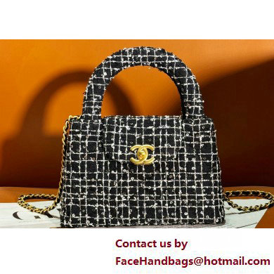 Chanel Cotton Tweed  &  Gold-Tone Metal Mini Shopping Bag AS4416 Black 2025